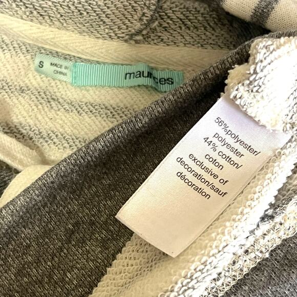 Maurices SMALL Stripe Zipper Detail Oversize Cowlneck Pullover Hooded Sweatshirt - Picture 6 of 11